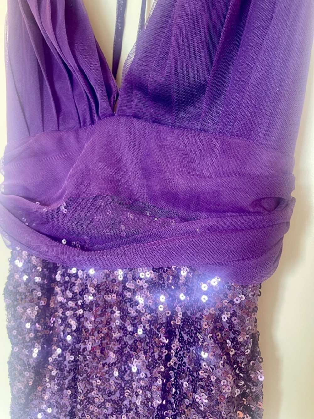 Badgley Mischka Purple Sequin Backless Evening Gown - Picture 3 of 4